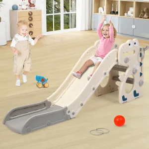 Indoor Slide for Toddlers 1-3, Foldable Baby Kids Toddler Slide Indoor Playset, Outdoor Playground, Toddler Climber with Basketball Hoop&Ring Toss & Pull Toys for Toddlers