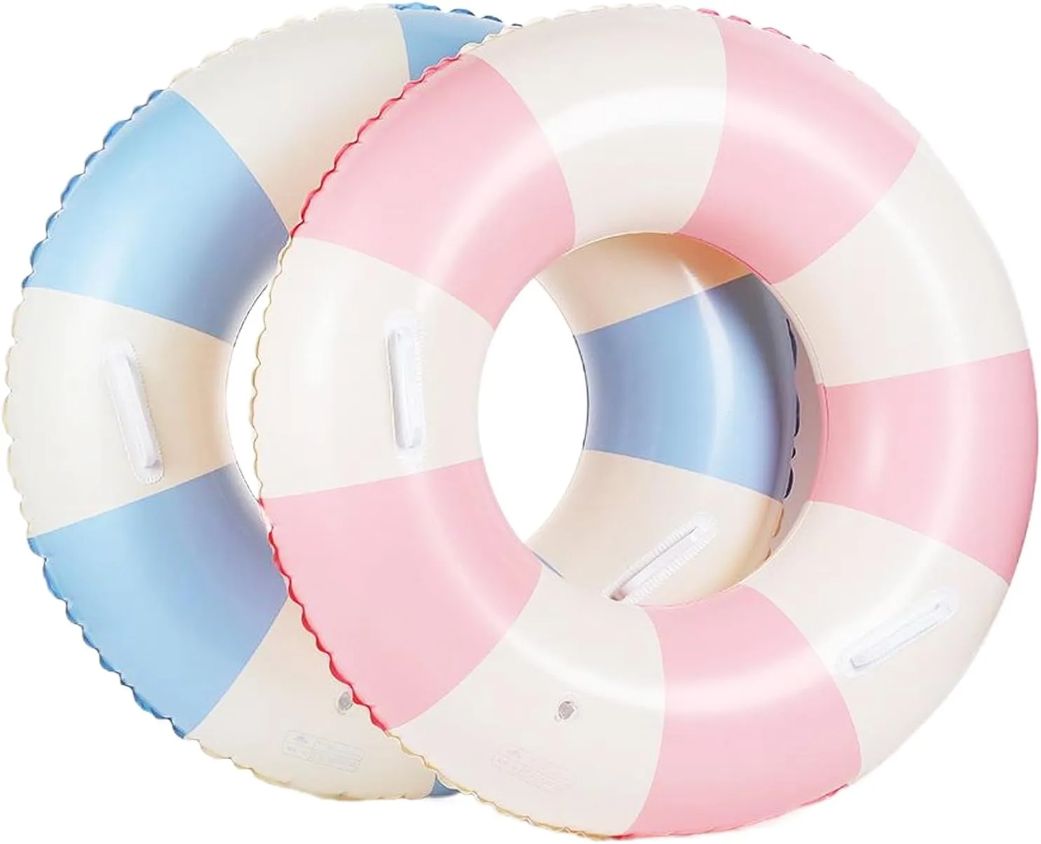 Inflatable Pool Floats for Adults- 2 Pack Striped Floaties Pool Tubes Swim Rings with Handles Inflatable Pool Float for Swimming Pool Party Lake Beach Adults