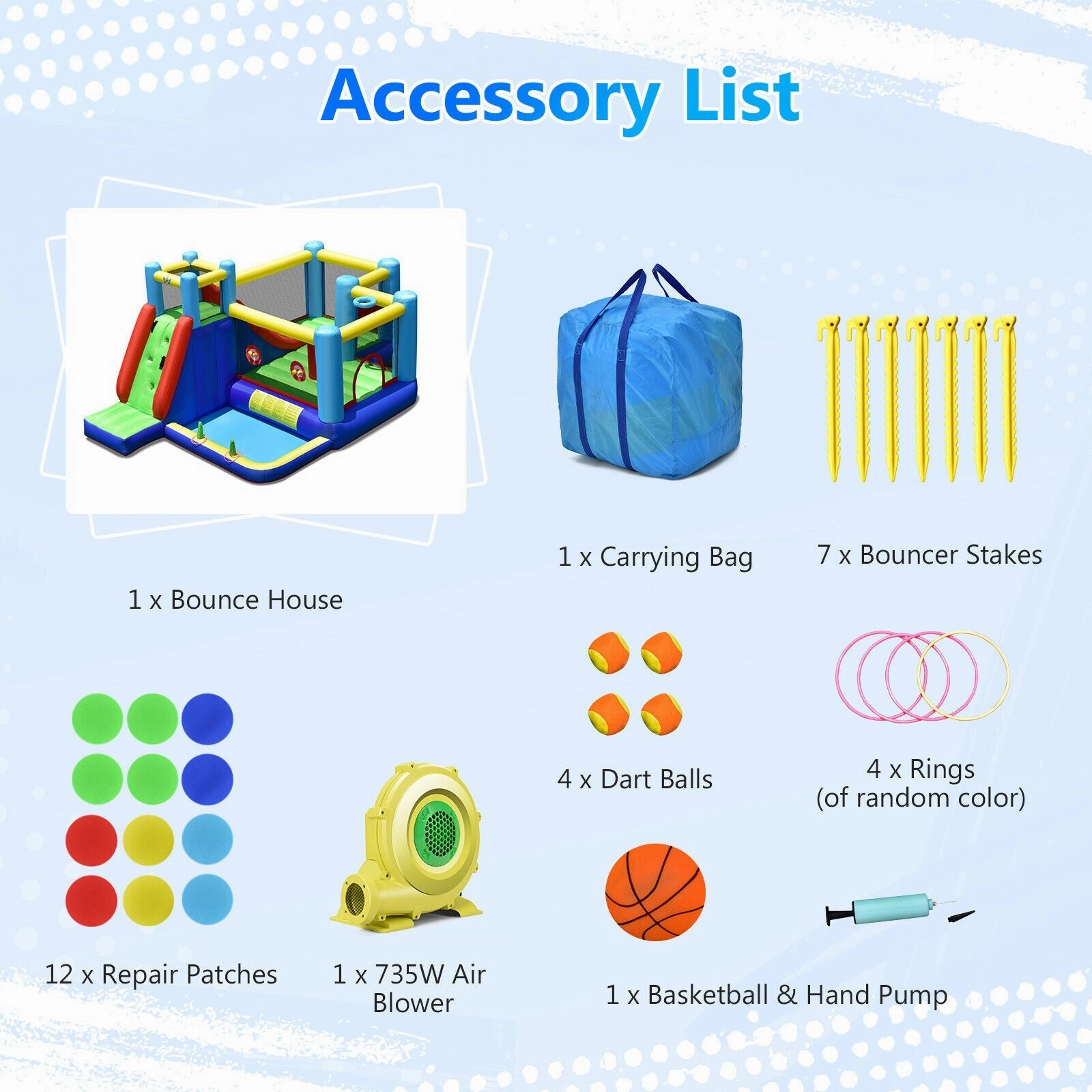 Inflatable Bounce House with 735W Blower