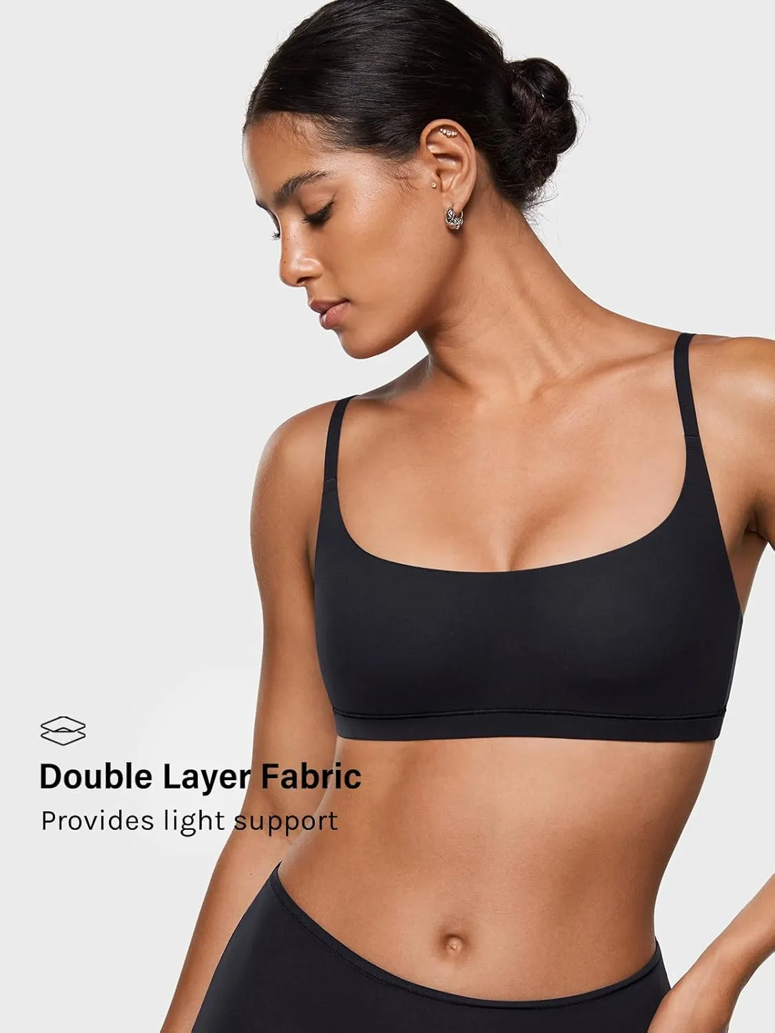 INLYRIC Women's Inbarely Plus Bralettes - No Underwire Unlined Support Soft Scoop Neck Cami Seamless Bralette