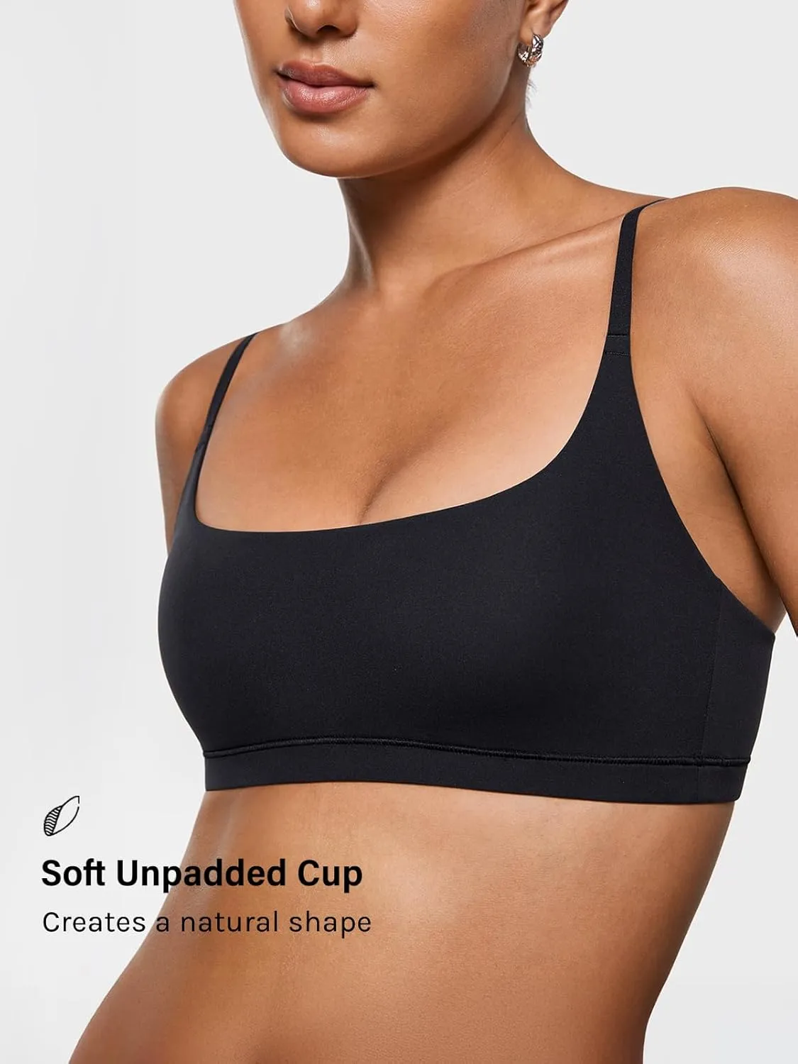 INLYRIC Women's Inbarely Plus Bralettes - No Underwire Unlined Support Soft Scoop Neck Cami Seamless Bralette