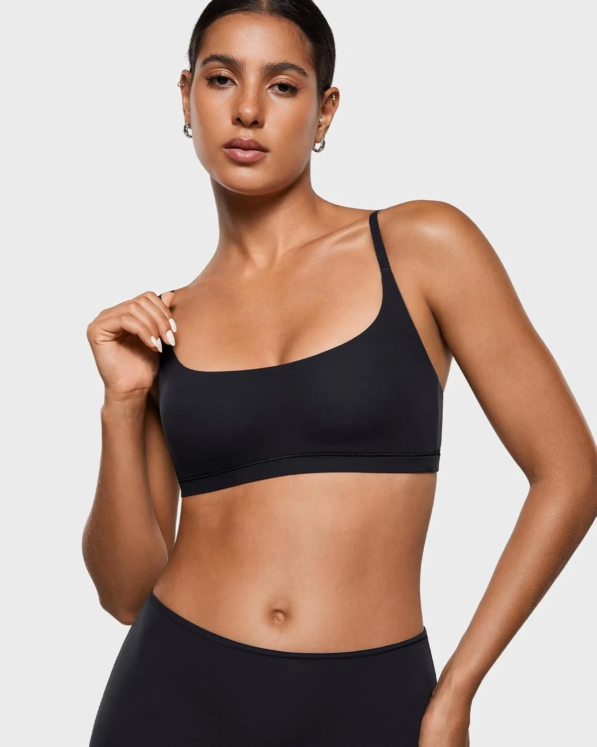 INLYRIC Women's Inbarely Plus Bralettes - No Underwire Unlined Support Soft Scoop Neck Cami Seamless Bralette