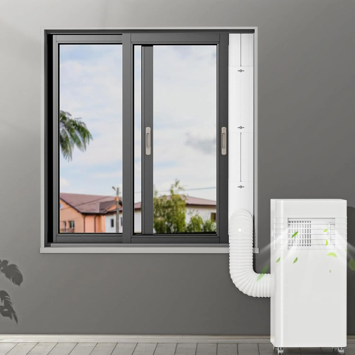 Insputer Portable AC Window Vent Kit with 5.9" Exhaust Hose & Coupler, Universal Adjustable Air Conditioner Window Seal Kit for Sliding Vertical/Horizontal Windows (4 Pcs)