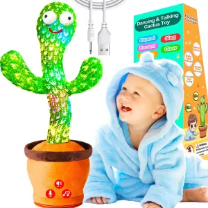 Interactive Dancing Talking Cactus Toy, Mimics Sounds, Singing Native English Songs, Glowing, USB Rechargeable, Volume Adjustable, Baby Toys Baby Gifts for Boys Girls