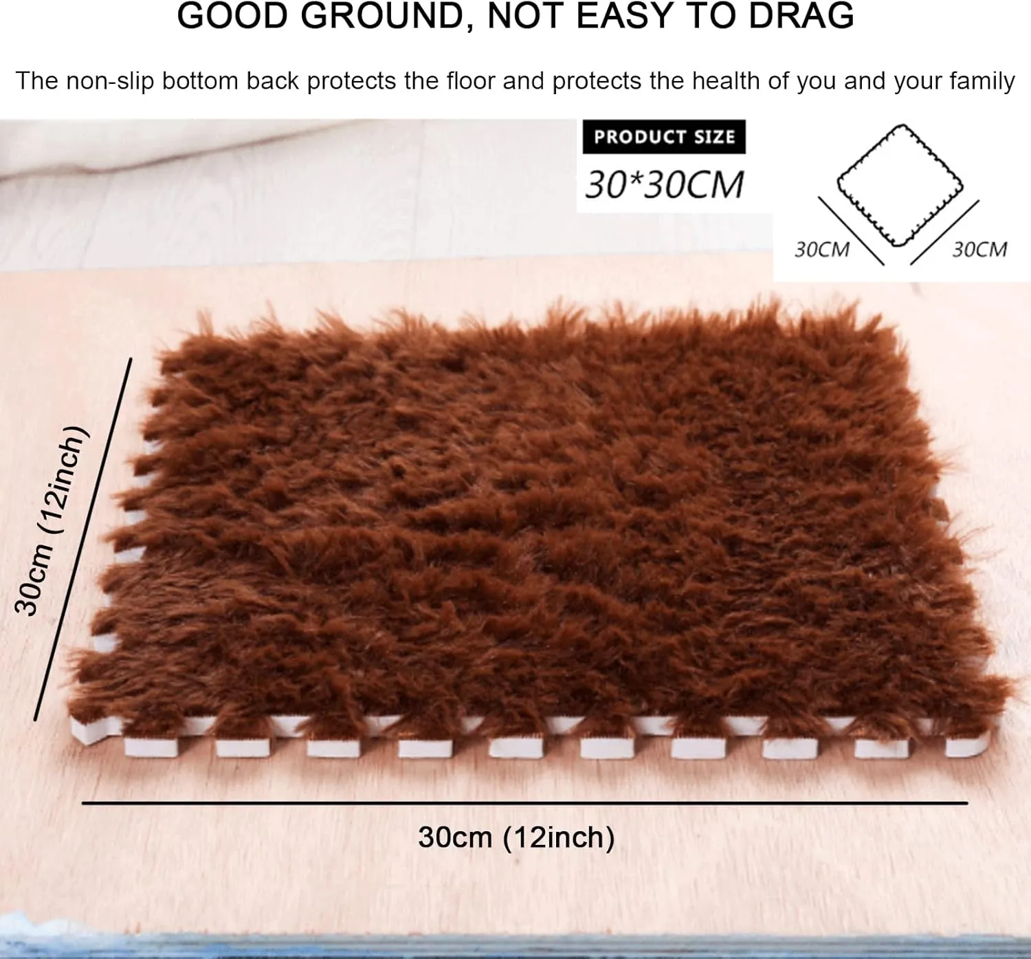 Interlocking Plush Carpet Tiles,30cm Square Foam Mats,Fluffy Play Mat Set,Splicing Floor Rugs Tiles with Edges,Puzzle Floor Mat for Living Room,96pcs/92.16sq.ft(Color:Red)