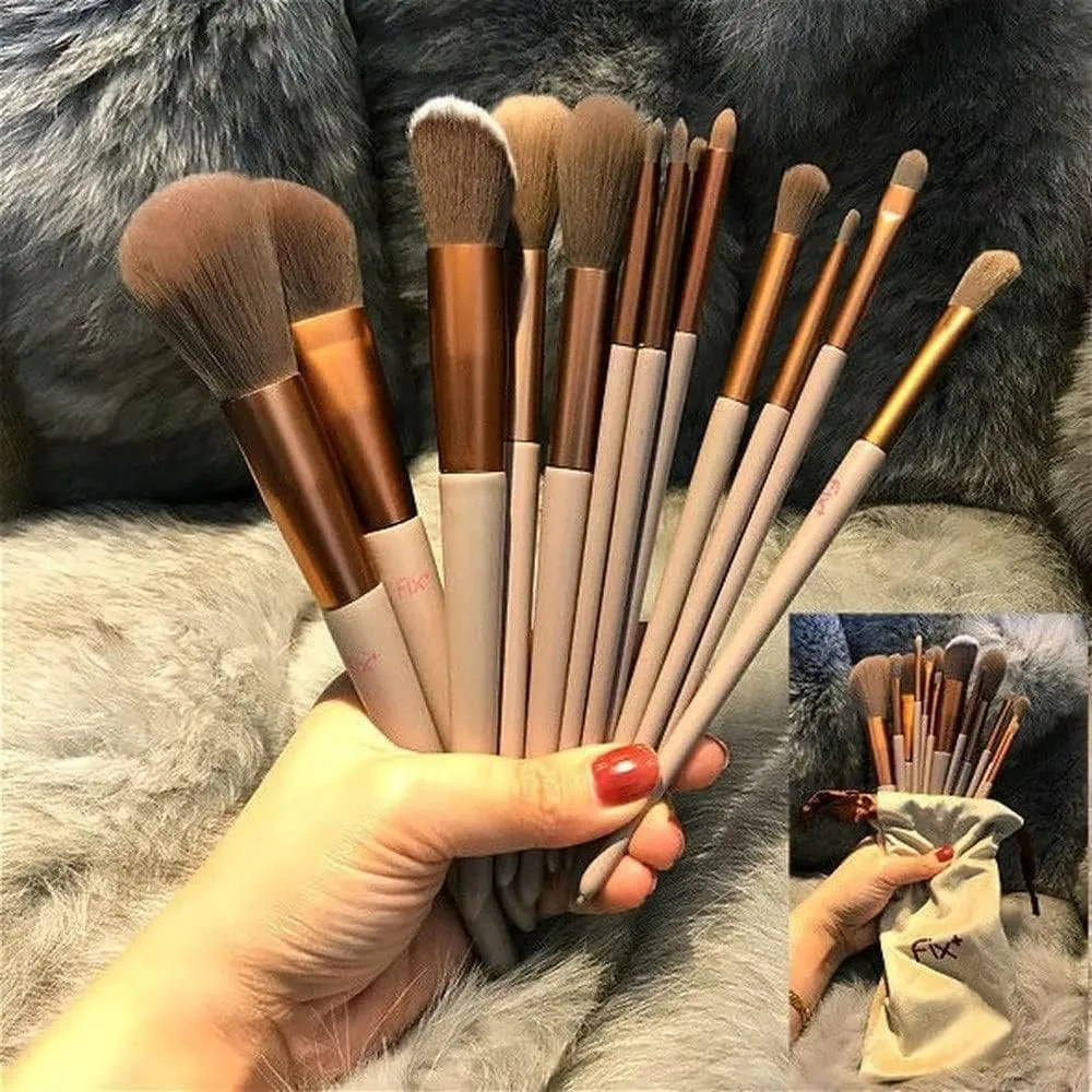 IOCCIOBB 13Pcs A Set Soft Fluffy Makeup Brushes for Cosmetics Foundation Blush Powder Eyeshadow Blending Makeup Brush Tools (Color : Yellow no Bag)