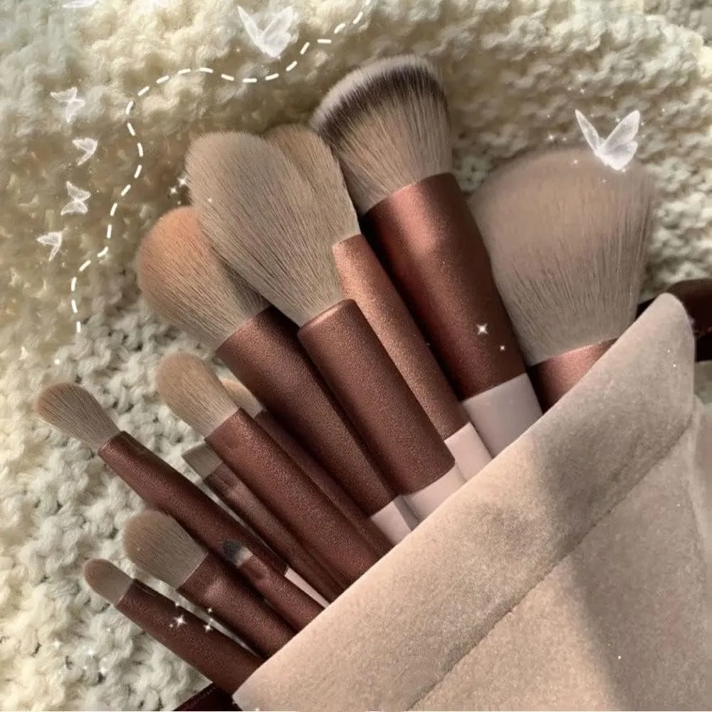 IOCCIOBB 13Pcs A Set Soft Fluffy Makeup Brushes for Cosmetics Foundation Blush Powder Eyeshadow Blending Makeup Brush Tools (Color : Yellow no Bag)