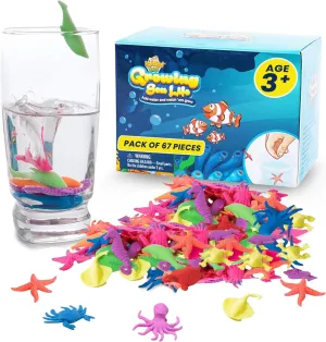 IPIDIPI TOYS Water Growing Sea Creatures for Kids – Ocean-Themed Animals, Goodie Bag Fillers, School Surprise, Party Favors, Piñata Stuffers, Science Experiment – Assorted Colors, Pack of 67