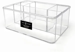 Isaac Jacobs 5-Compartment Clear Acrylic Organizer (10” L x 7” W x 4” H), Makeup Brush Holder, Tall Slot, Multi-Sectional Tray, Storage Solution for Makeup, School, Crafts, Office Supplies & More