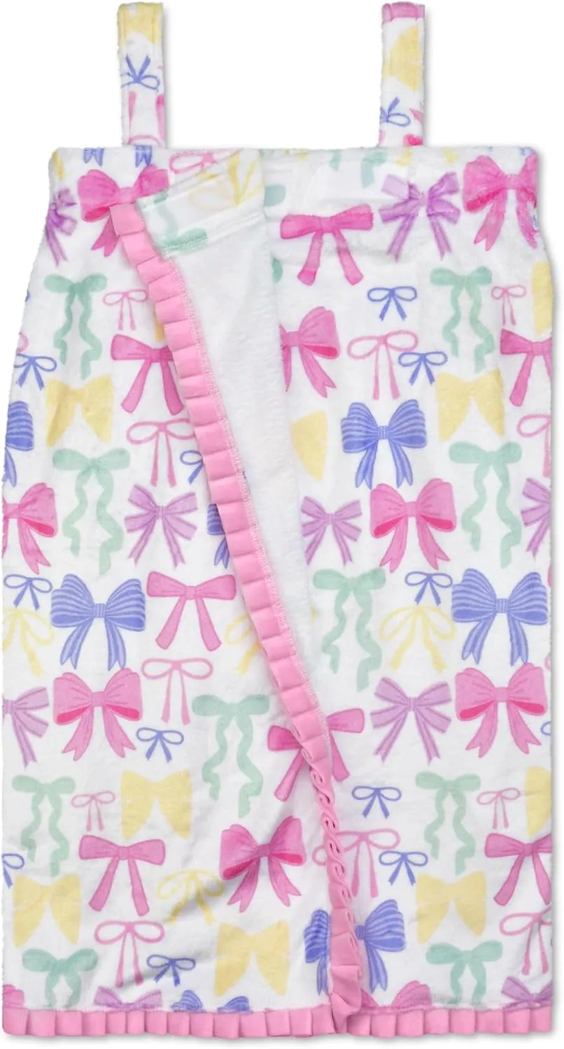 iscream Big Girls' Silky Soft Plush Spa Wrap for Home, Travel, Summer Camp - Pastel Dreams Collection