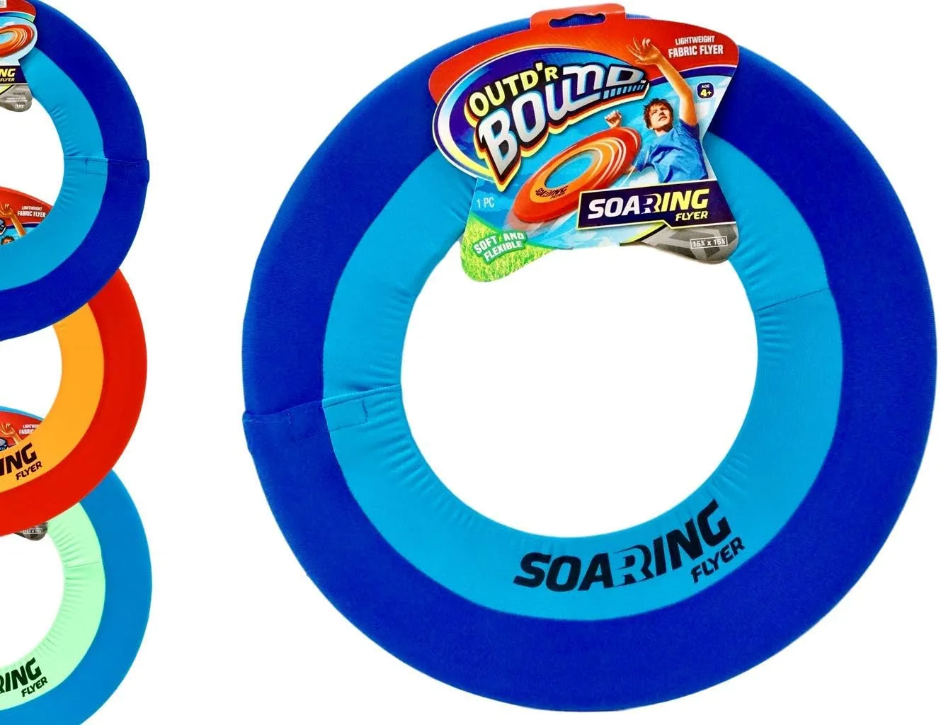 JA-RU Giant Soft Frisbee Flying Disc 16 Inches (1 Ring Assorted) Light Weight Flyer Water Toys Splash Fun. Kids Outdoor Toys. Pool & Beach Games. Dog Frisbee Fidget Toy. 5138-1