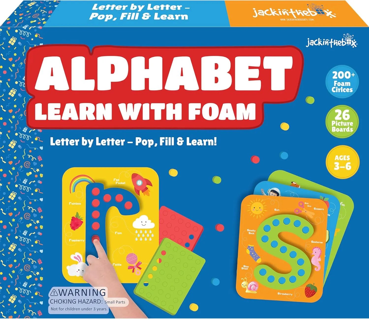 jackinthebox Toddler Toys, Learn Alphabet with Foam, Learning Toys for Toddlers, Unique Learning Resources, Great Gift for Toddlers 3 4 5 Years Old, Classroom Must Haves, Perfect for Learning A B C D