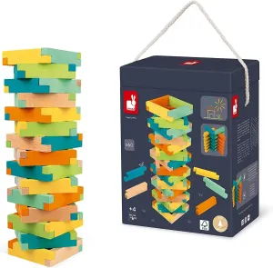 Janod 60 Piece Unique Wooden Building Kit with Notched Blocks - Ages 4  - J08300