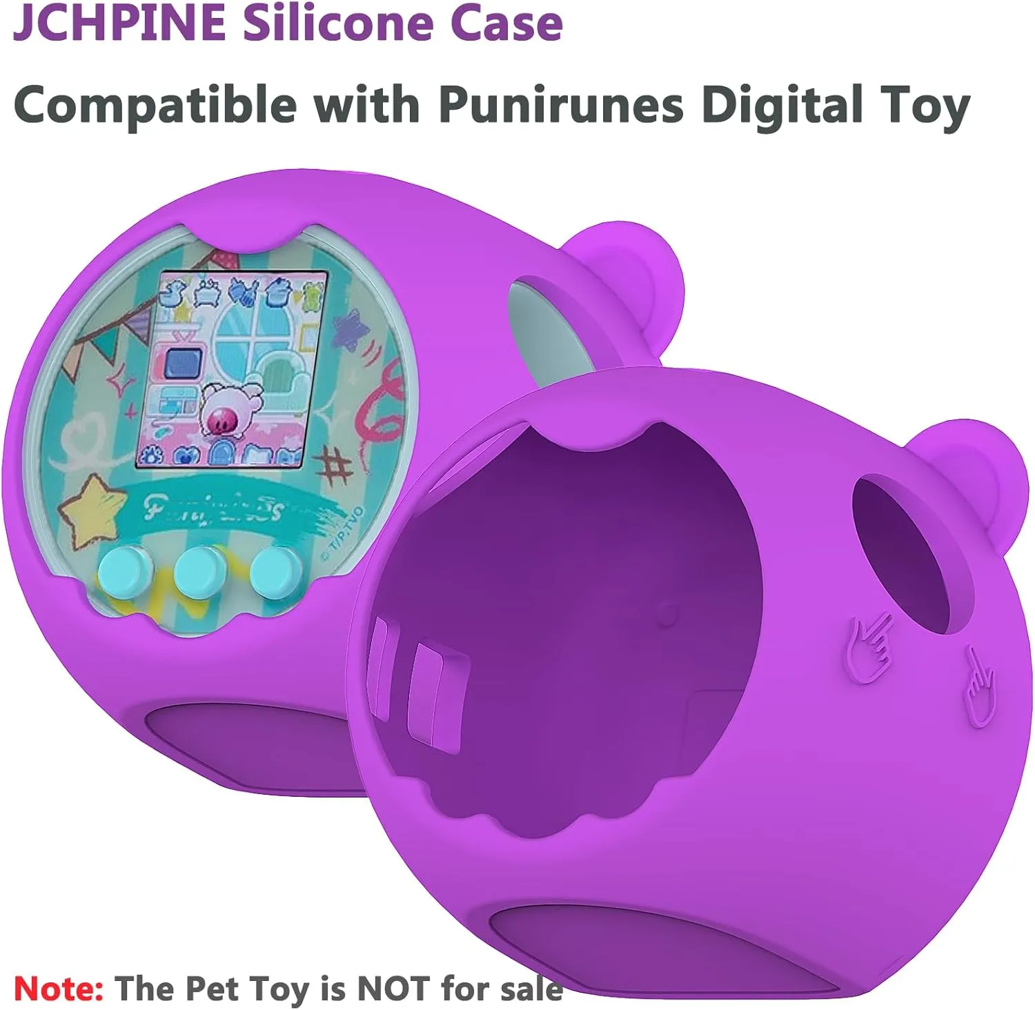 JCHPINE Hard Carrying Case and Silicone Cover Compatible with Punirunes Interactive Digital Toy, Protective Case for Punirunes Virtual Pet Squishy Characters with Screen Protector (Purple)