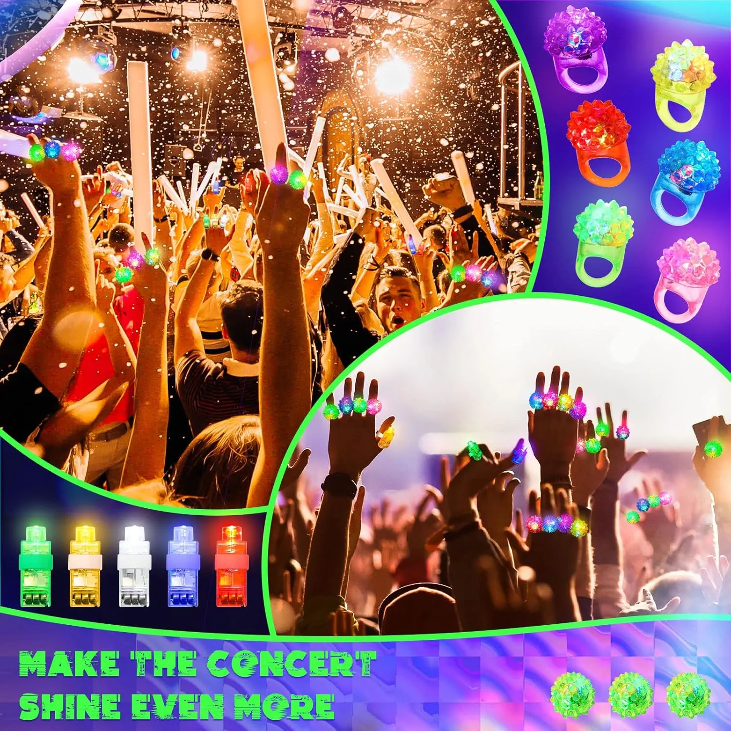 Jerify Light up Rings Bulk Kids LED Glow Rings Blinky Finger Lights Toys Glow in the Dark Party Favors Colorful for Kids Adult Birthday Party Gifts