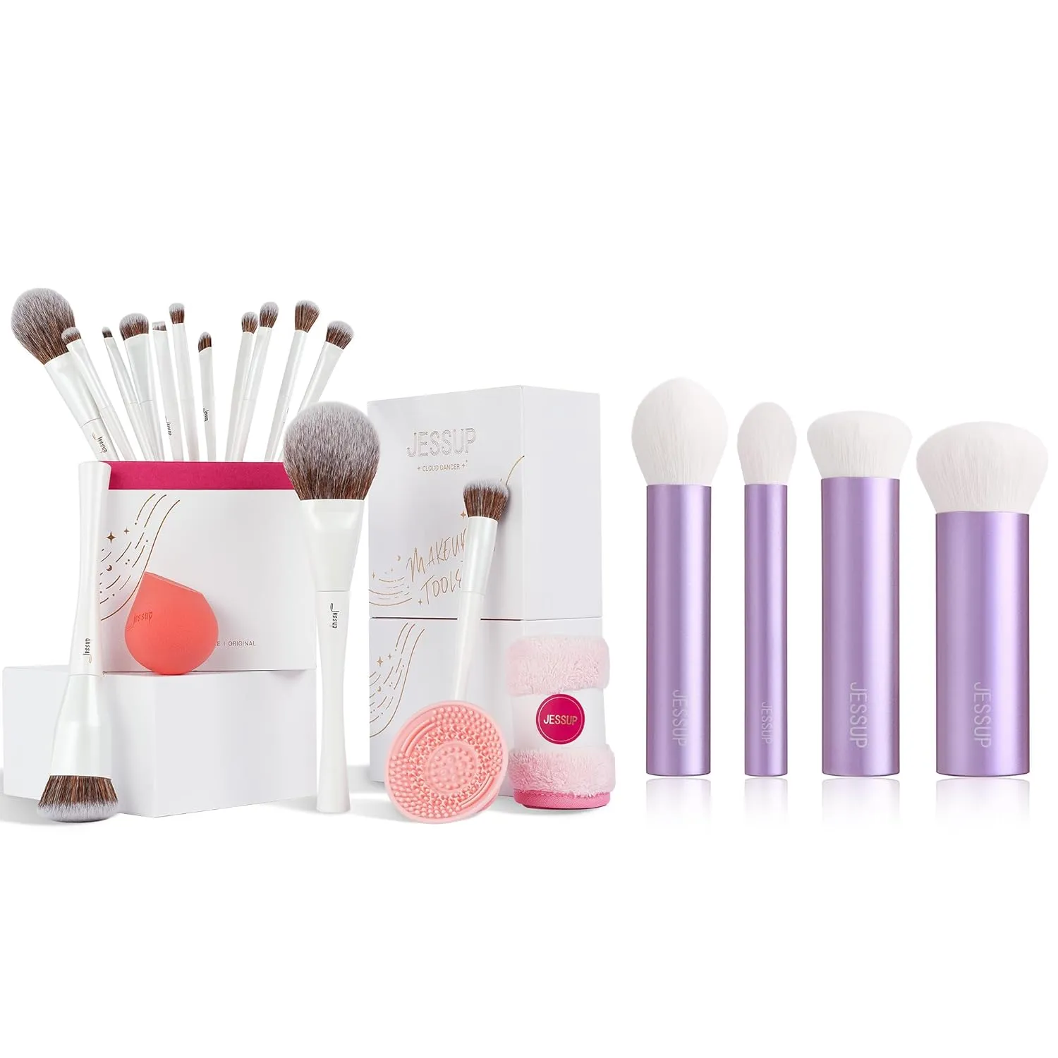 Jessup Makeup Brushes Set 14pcs Highend Makeup Gift Set T333 Bundled with Face Kabuki Makeup Brushes Set T517