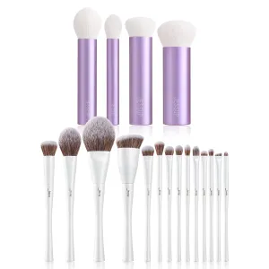 Jessup Makeup Brushes Set 14pcs Pearl White T343 Bundled with Face Kabuki Makeup Brushes Set T517