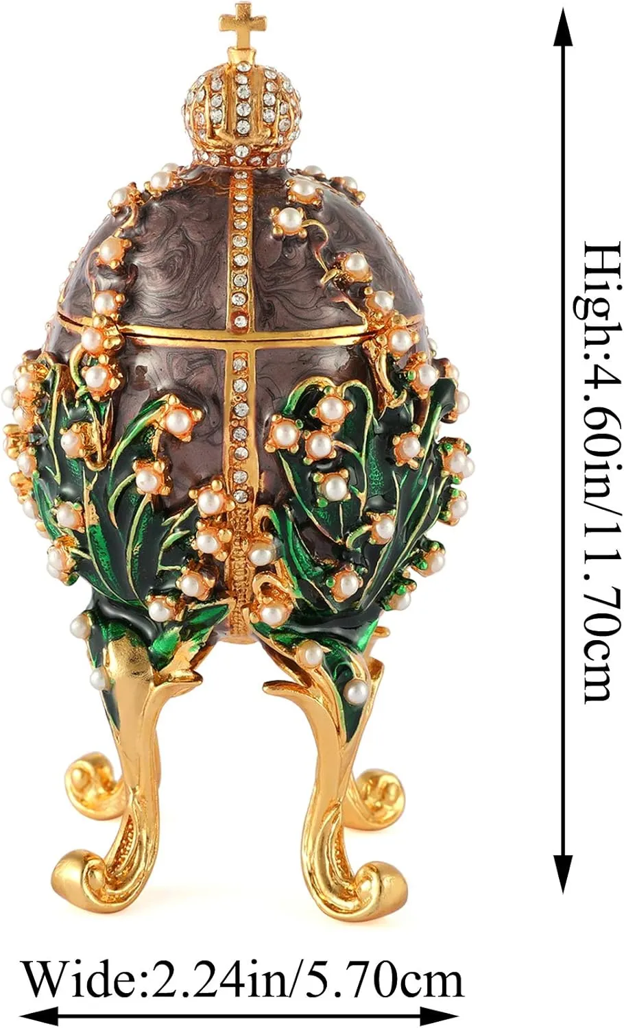 Jewelry Trinket Boxes Faberge Egg Victorian Style Ornaments Antique Craftsmanship Collection Luxurious Gift for Home Decor (Coffee)