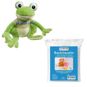Joe 04601-1K Soft Toy Kit for Filling Yourself in Frog Shape Approx. 16 cm   100 g of Wadding for DIY and Cuddling