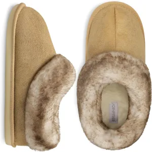 JOINFREE Women's Slippers Fuzzy House Shoes with Memory Foam Slip-on Comfy Bedroom Slippers Indoor Outdoor Shoes with Warm Faux Fur Collar