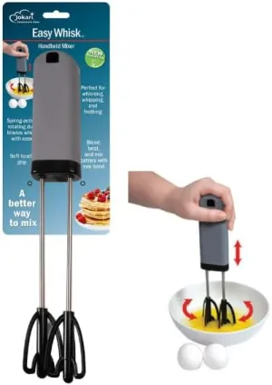 Jokari Easy Whisk One-Handed Mixer for Simple Whisking for Cooks of Any Age. Press and Beat Technology with Dual Beaters to Mix, Stir and Blend Ingredients Quickly. Great for Kids, Adults and Seniors