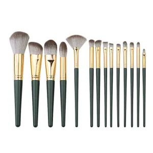 JSEIAJB Green Cloud 14pcs Makeup Brush Set Soft Hair Blush Brush Eyeshadow Brush Loose Powder Brush