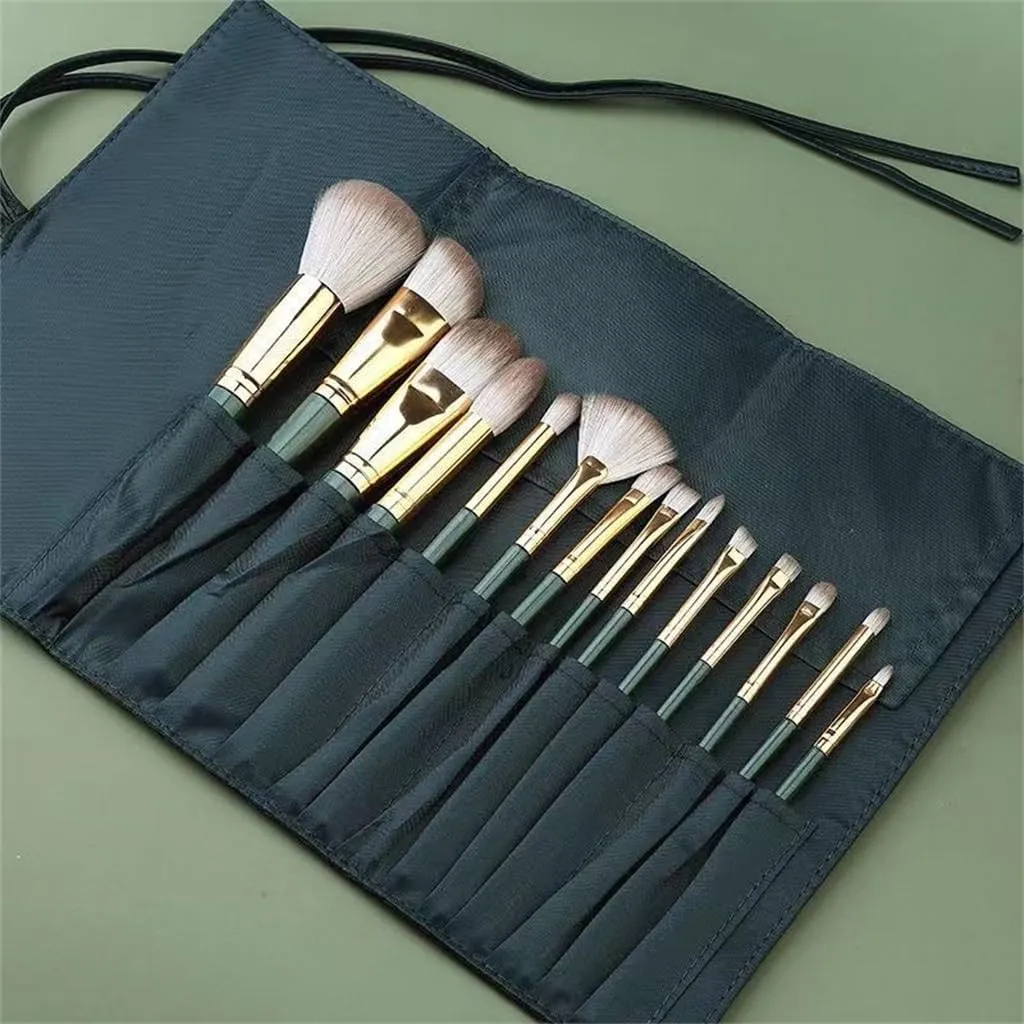 JSEIAJB Green Cloud 14pcs Makeup Brush Set Soft Hair Blush Brush Eyeshadow Brush Loose Powder Brush