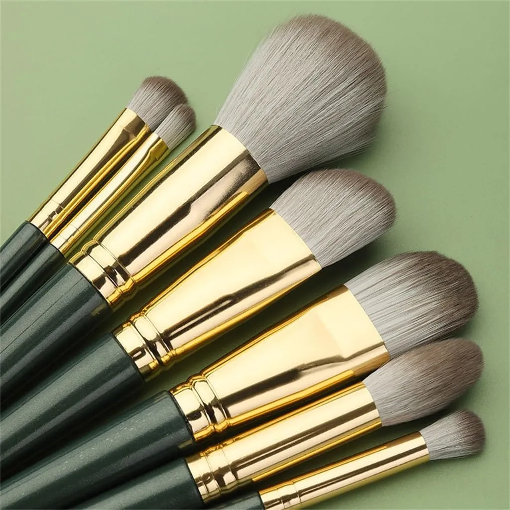 JSEIAJB Green Cloud 14pcs Makeup Brush Set Soft Hair Blush Brush Eyeshadow Brush Loose Powder Brush
