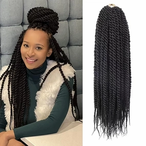 Jumbo Senegalese Twist Crochet Hair 24 Inch Havana Twist Crochet Hair for Women 7 Packs Jumbo Cuban Twists Crotchet Braids Crotchet Kinky Twists Braid (24 Inch,1B-Black)