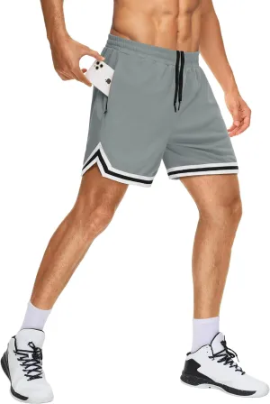 JWM Mens Long Basketball Shorts with Zip Pockets - 11" Mesh Athletic Gym Workout Sport Shorts Quick Dry Lightweight