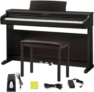 Kawai KDP120 Digital Piano in a Premium Rosewood Finish Bundle with Kawai F-10H Damper Pedal and Liquid Audio Polishing Cloth