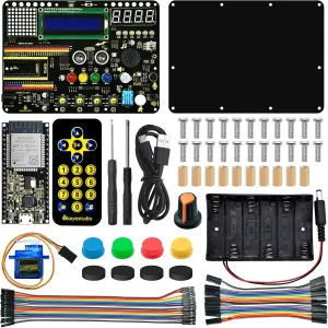 KEYESTUDIO Inventor Starter Kit for Arduino ESP32, Hardware Comes Pre-Connected, Easy to Get Started Coding and Electronics, 30 Projects, 15 Modules, STEM Educational Set for Adults Teens