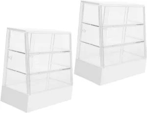 KICHOUSE 2Pcs Miniature Cake Display Cabinet Dollhouse Furniture and Accessory Realistic Bakery Ornament for Doll House Decoration and Miniature Scenes Safe Material