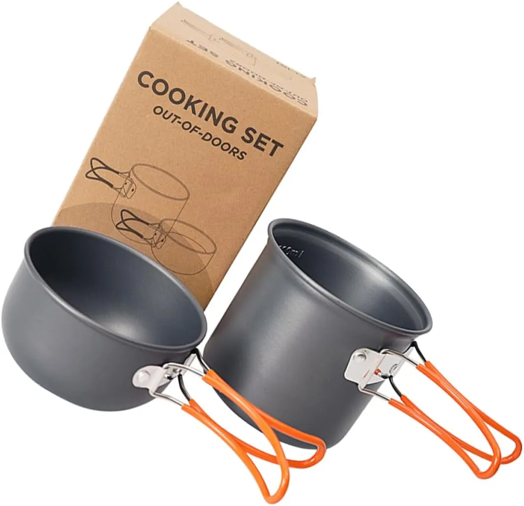 KICHOUSE Outdoor Camping Cookware Portable Pot Folding Handle Non-Slip Easy to Store