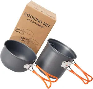 KICHOUSE Outdoor Camping Cookware Portable Pot Folding Handle Non-Slip Easy to Store