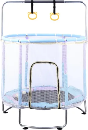 Kid Indoor Trampoline | Safe Recreational Trampoline Height Adjustable,Bouncing Bed with Enclosure, Swing, Basketball Hoop for Indoor Outdoor Backyard