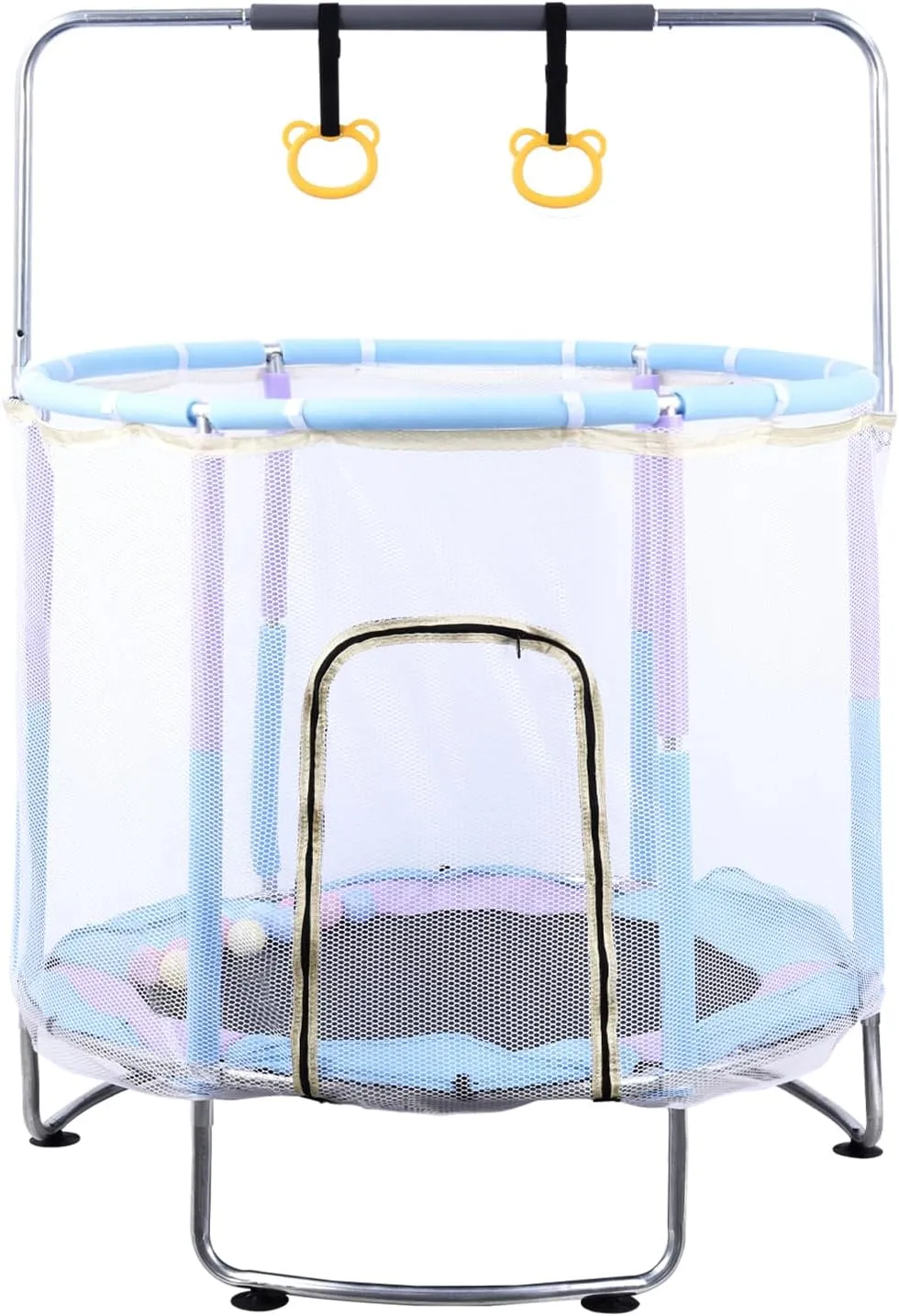 Kid Indoor Trampoline | Safe Recreational Trampoline Height Adjustable,Bouncing Bed with Enclosure, Swing, Basketball Hoop for Indoor Outdoor Backyard