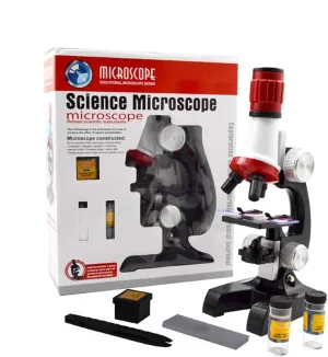 Kid Microscope Science Kits, 100X 400X 1200X Trinocular Magnification Beginner Toy Home School Educational Biological Hand Held Camera Compound Scope with slides for Kids Children