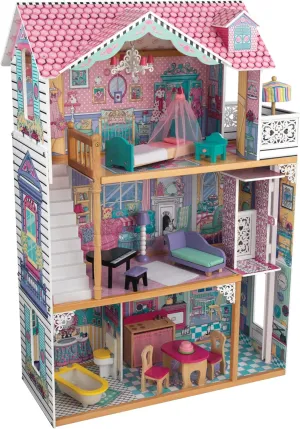 KidKraft Annabelle Wooden Dollhouse with Elevator, Balcony and 17 Accessories, Gift for Ages 3 