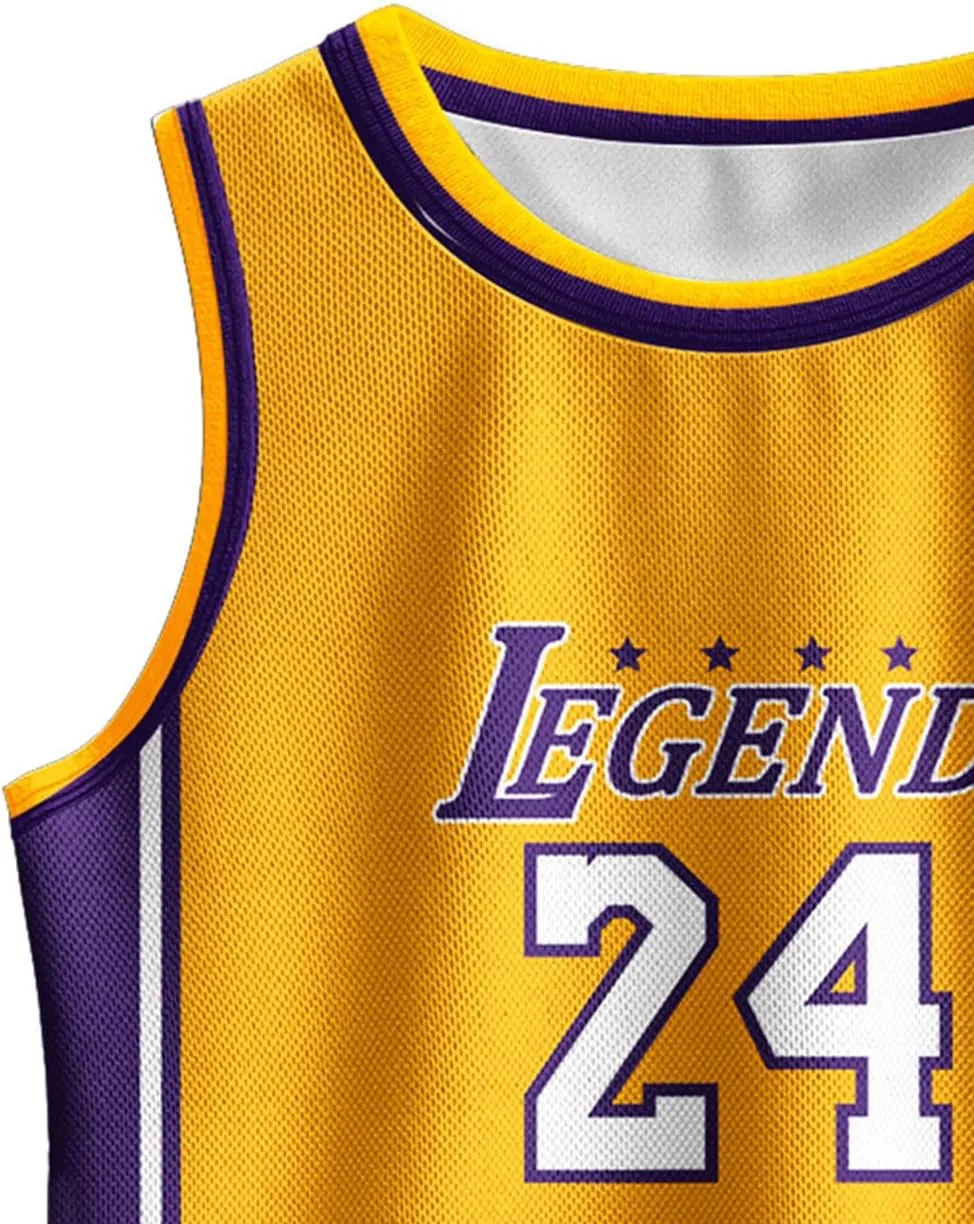 Kids Basketball Jerseys #24 Mesh Sleeveless Tank Top Shorts Socks for Boys Girls 3PC Athletic Training Uniforms