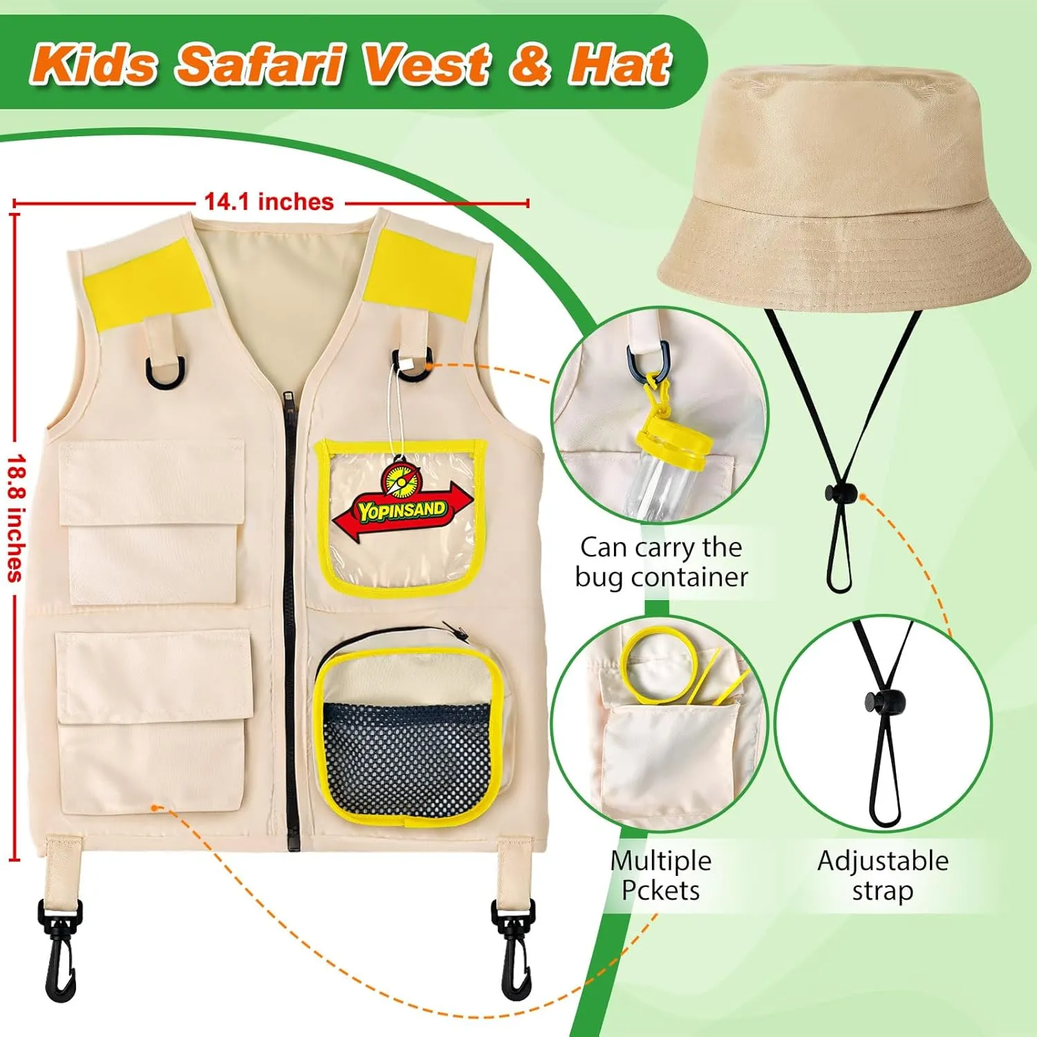 Kids Explorer Kit & Bug Catcher Kit, Kids Camping Gear for Kids, Outdoor Exploration Set with Vest & Hat, Ideal Outdoor Camping Adventure Toys for Boys Girls