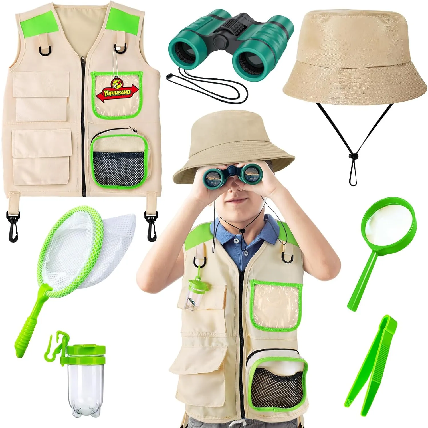 Kids Explorer Kit & Bug Catcher Kit, Kids Camping Gear for Kids, Outdoor Exploration Set with Vest & Hat, Ideal Outdoor Camping Adventure Toys for Boys Girls