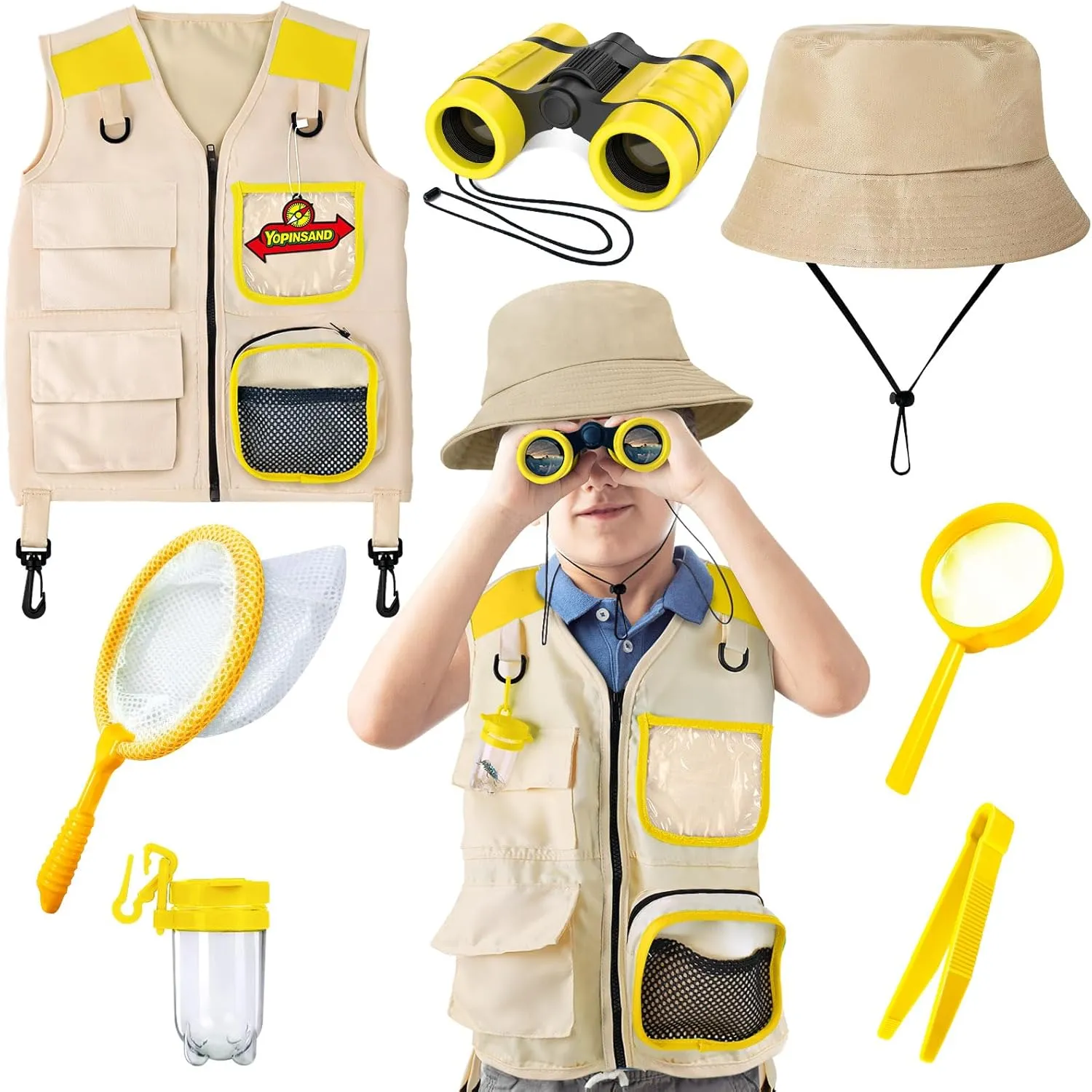 Kids Explorer Kit & Bug Catcher Kit, Kids Camping Gear for Kids, Outdoor Exploration Set with Vest & Hat, Ideal Outdoor Camping Adventure Toys for Boys Girls