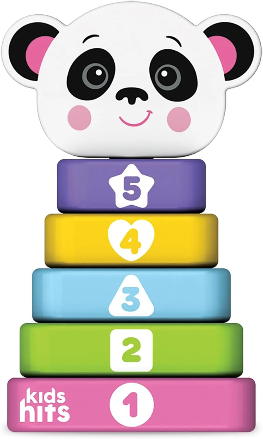 Kids Hits Stack and Play Panda – Wooden Stacking Square Toy with Numbers, Shapes & Colors – Montessori Educational Toy for Toddlers Ages 1 