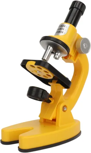 Kids Microscope Science Kit 1200X Portable Microscope for Students Laboratory 8-12 Years Old Children (Yellow)
