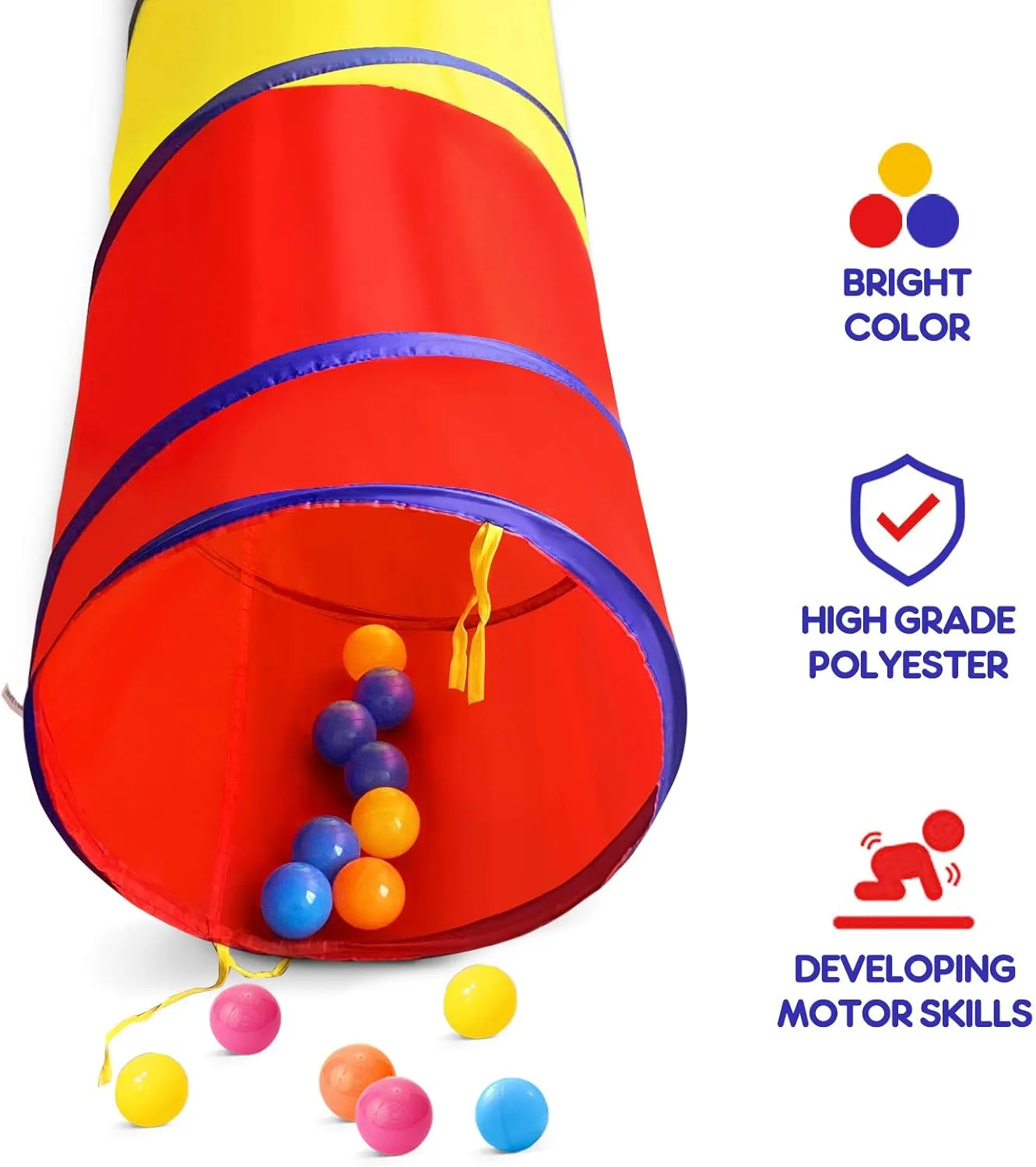Kids Play Tunnel for Toddlers, Pop Up Crawl Through Tunnel Play Tent for Baby Infant Children or Dog, Kids Tunnel Toys or Gift Indoor & Outdoor (Classic Crawling Tunnel)