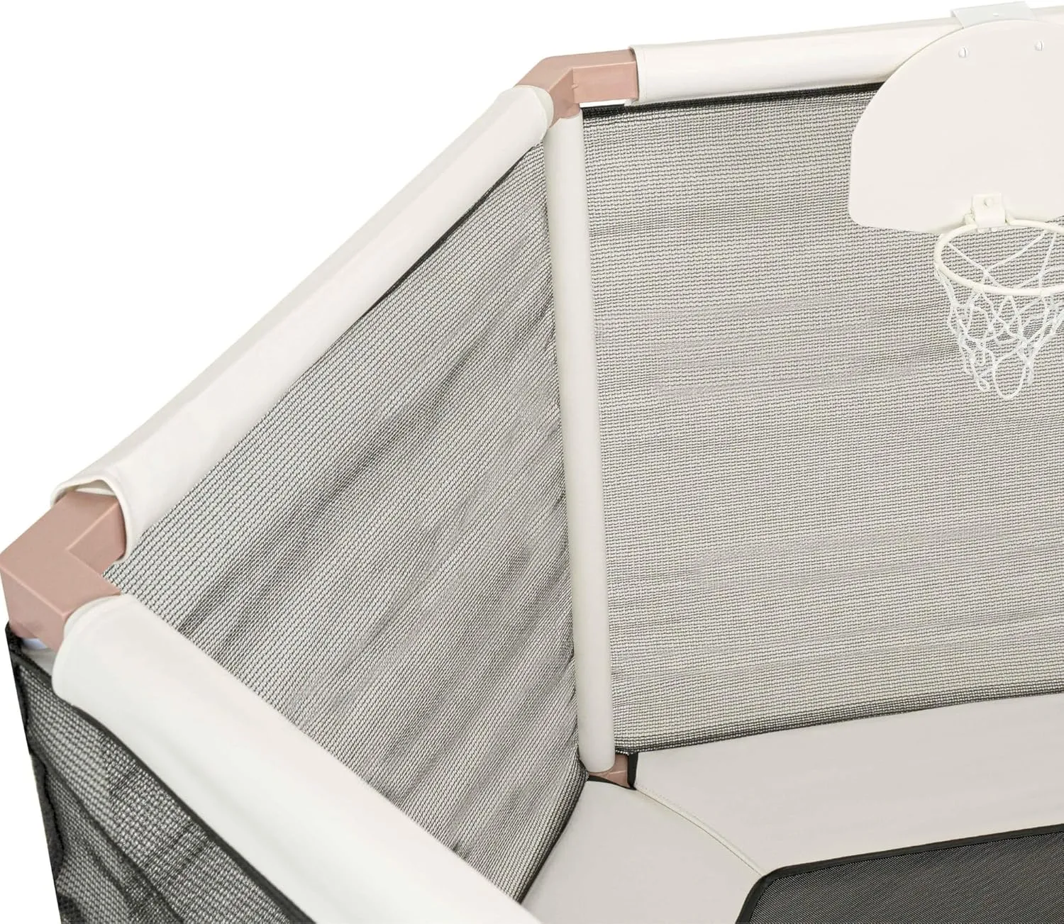 Kids Trampoline, Aesthetic Indoor and Outdoor Toddler Trampoline with Safety Net, Basketball Hoop, 220lb Capacity, Ultra Safe No-Gap Design, Gifts for Boys & Girls