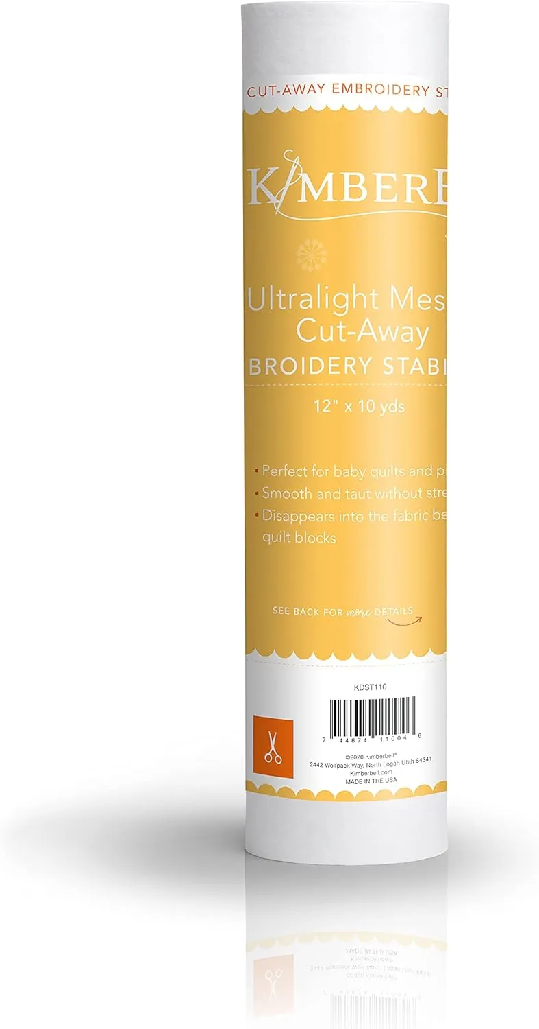 Kimberbell Cut Away Stabilizer Ultralight Weight Mesh - 12”x10 Yd Roll - Cut into Variable Sizes, for Machine Embroidery, Hand Sewing, Quilting, Piecing Projects, Appliqués, Crafting & More! KDST110