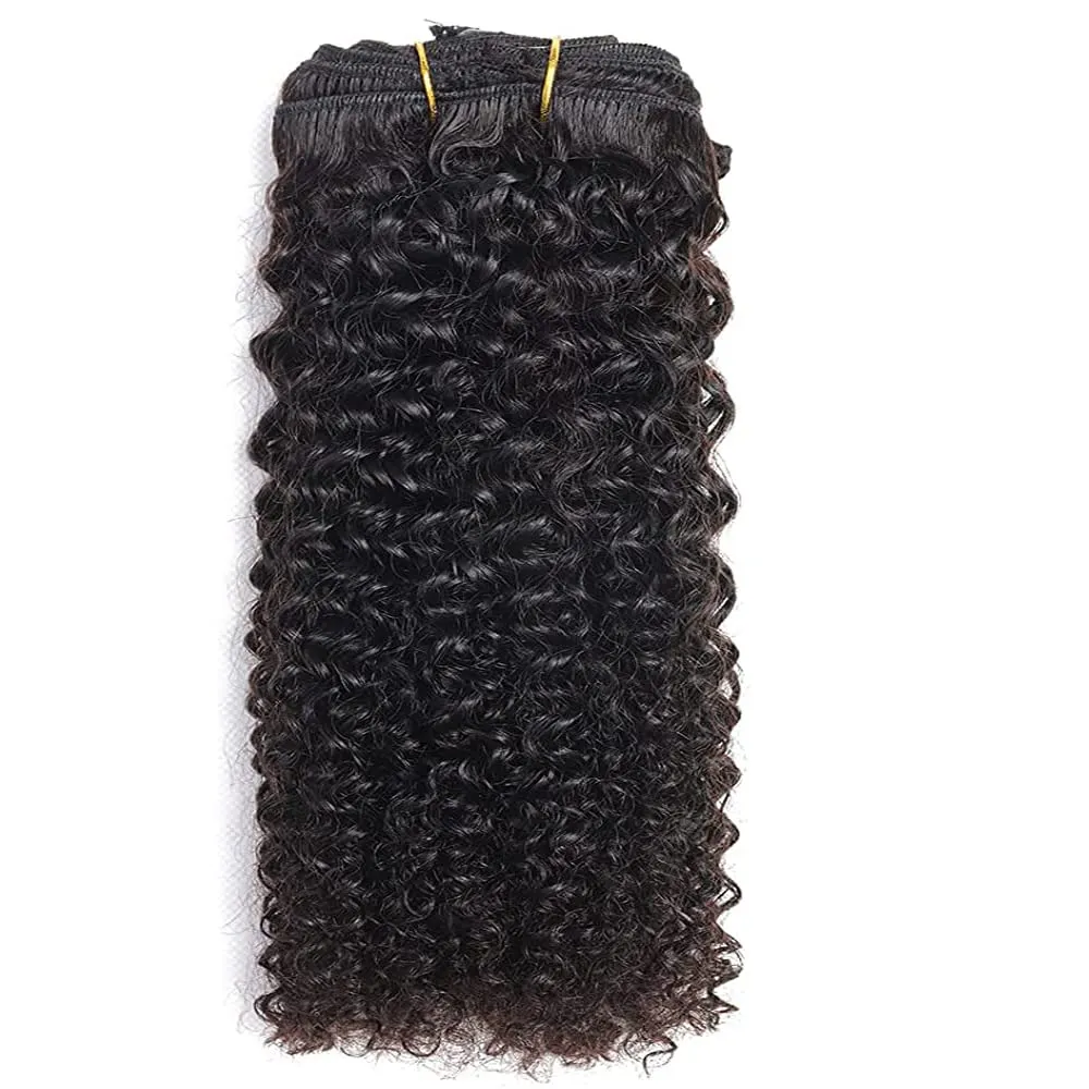 Kinky Curly Clip in Hair Extensions Afro Kinky Curly Clip in Extensions Real Human Hair for Black Women 3C and 4A 12Inch 7PCS/Set 120Grams