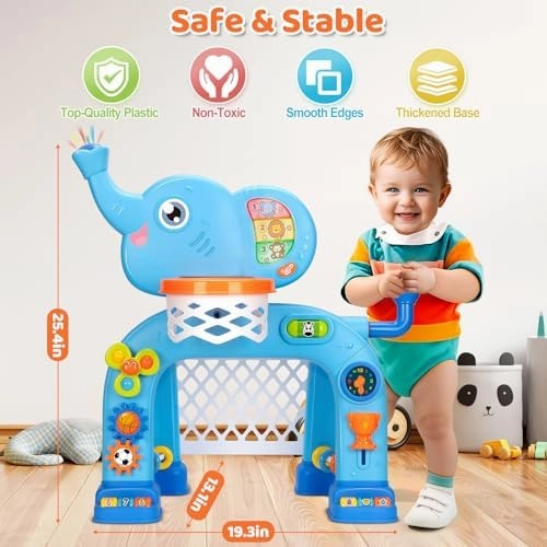 KIZZYEA Toys for 1 2 3 Years Old Boys Girls, Toddler Basketball Hoop & Soccer Goal Sports Toy, Interactive Musical Toys, Montessori Toys, Christmas Birthday Gift for Baby Kids Age 12-18 Months